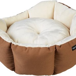 AmazonBasics Round Bolster Dog Bed with Flannel Top